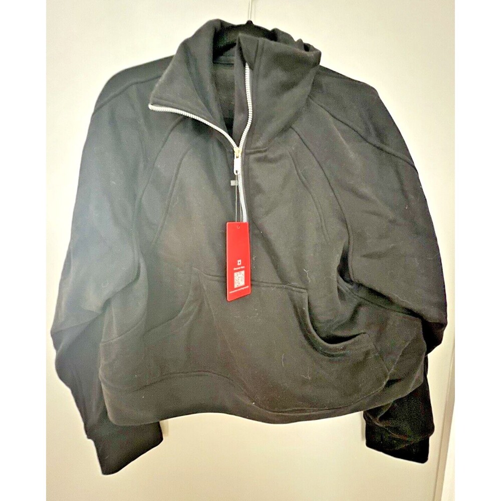 NWT THE GYM PEOPLE Half Zip Pullover Fleece Crop Sweatshirt w/Thumb Holes